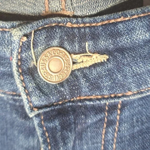 Vintage levis 515 Size 18 Capri Jeans Cuffed Retro blue denim flap back pockets - Picture 3 of 10